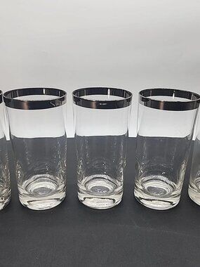 Dorothy Thorpe MCM Platinum Band Tumblers Set of 3 - 16 oZ 5 5/8"h Vintage EC